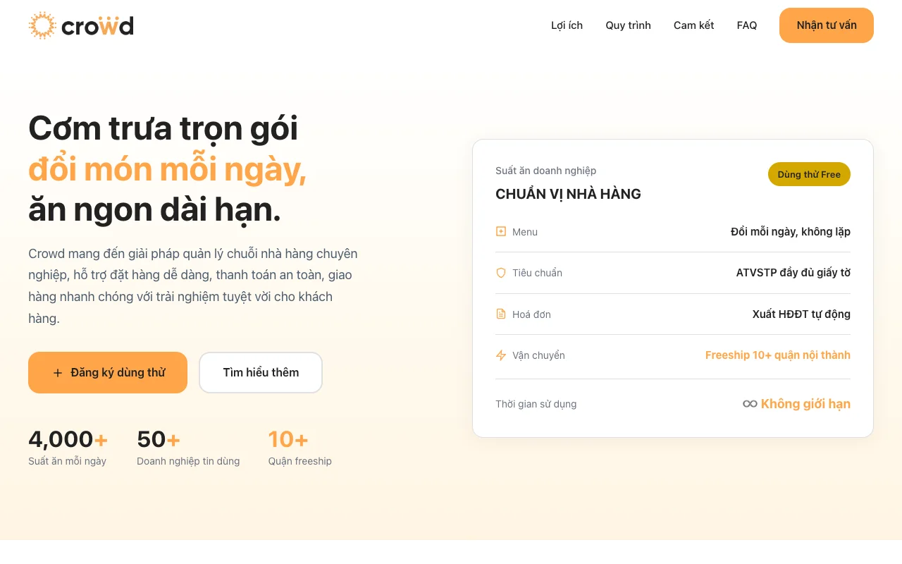 Giao diện website Crowd
